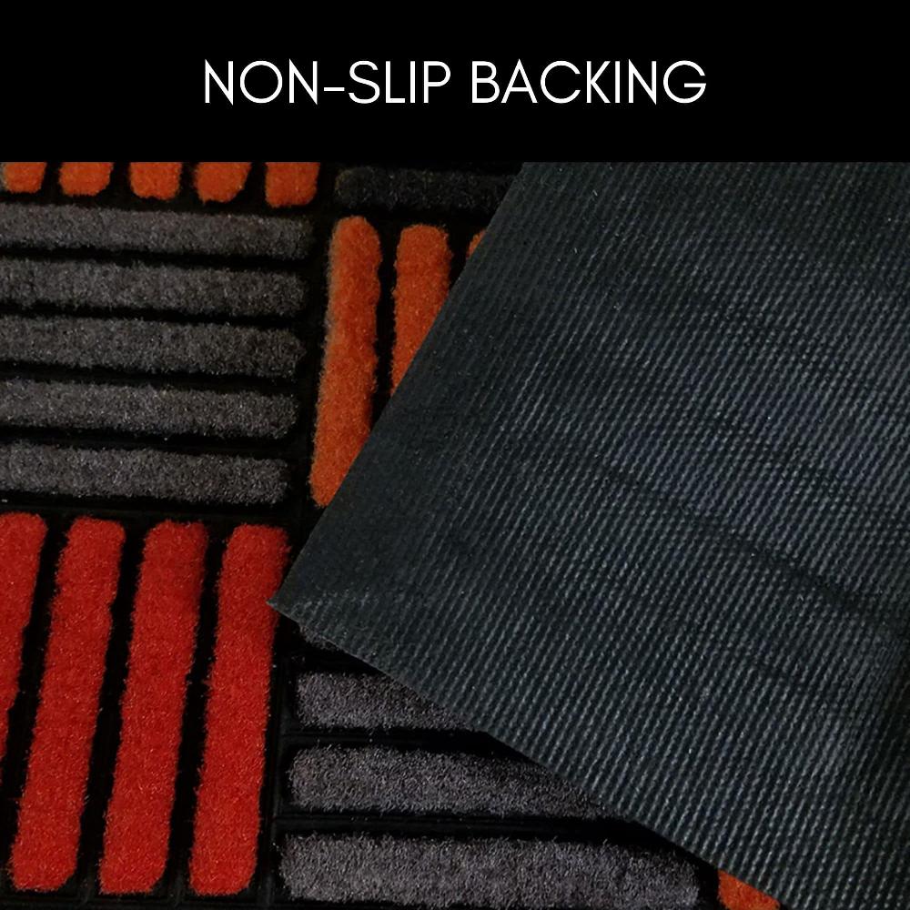 Evideco Sheltered Front Door Mat Caroll Nylon Rubber Checkered Rug 24×16 Orange Home Accessories Door Mats Sheltered Door