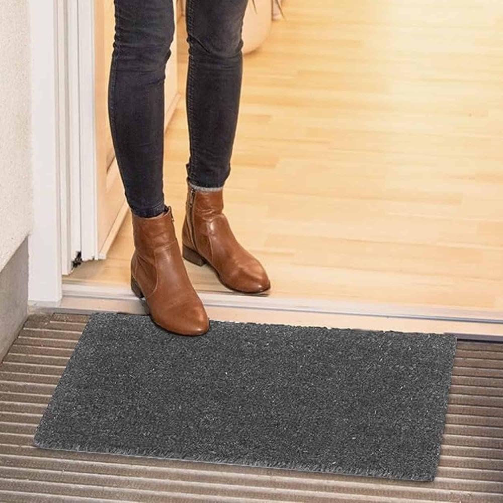 Evideco Sheltered Front Door Mat Coir Coco Fibers Rug 24×13 Gray Home Accessories Door Mats Sheltered Door