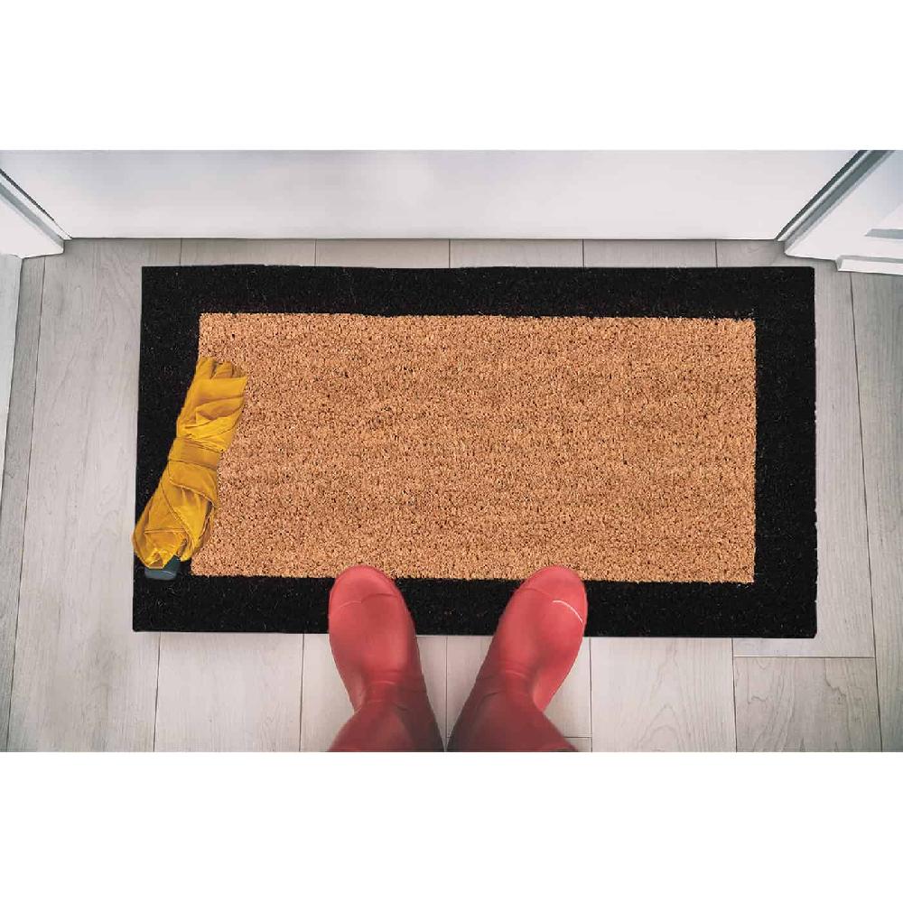 evideco Sheltered Front Door Mat Coir Coco Fibers Rug 24×13 Natural-Border Black Home Accessories Door Mats Sheltered Door
