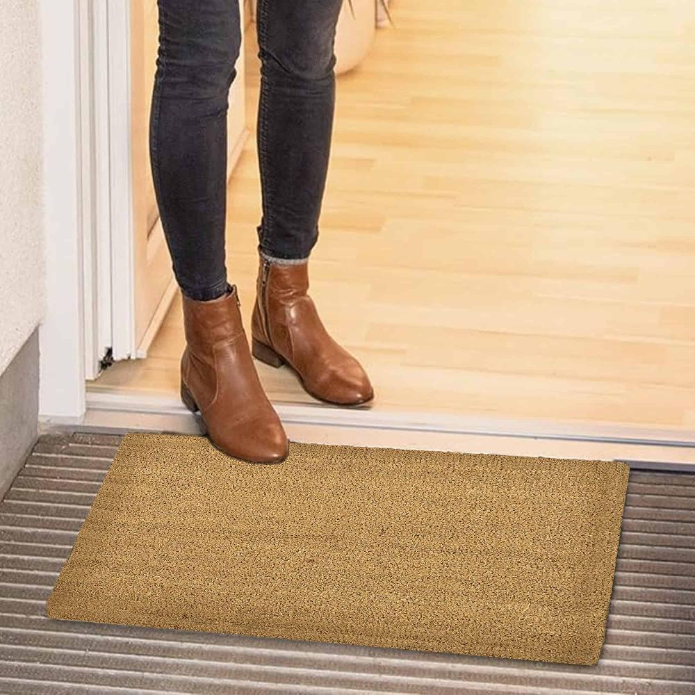 Evideco Sheltered Front Door Mat Coir Coco Fibers Rug 24×16 Natural Home Accessories Door Mats Sheltered Door