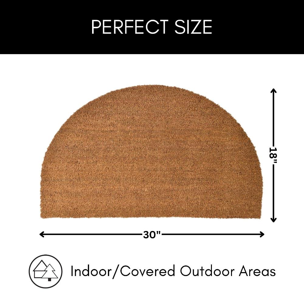 Evideco Sheltered Half Round Front Door Mat Lea Natural Braided Coir Coco Rug 30×18 Home Accessories Door Mats Sheltered Door
