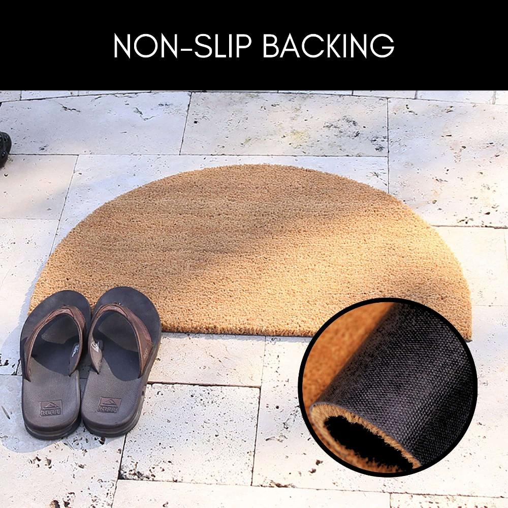Evideco Sheltered Half Round Front Door Mat Lea Natural Braided Coir Coco Rug 30×18 Home Accessories Door Mats Sheltered Door