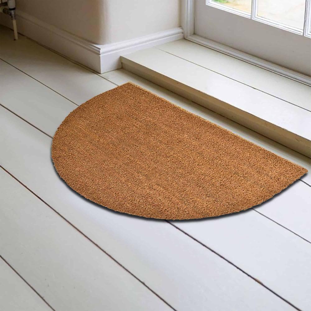 Evideco Sheltered Half Round Front Door Mat Lea Natural Braided Coir Coco Rug 30×18 Home Accessories Door Mats Sheltered Door