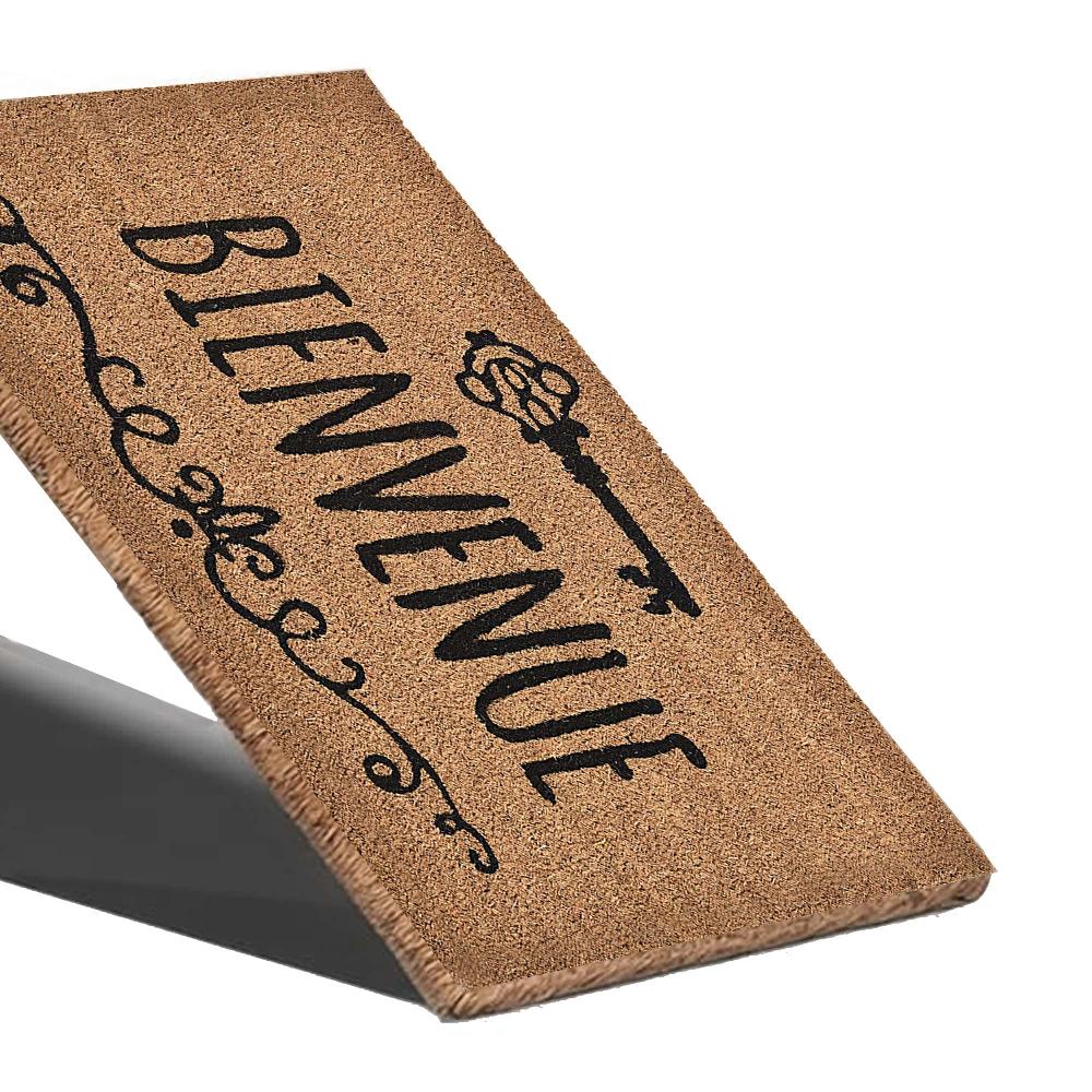 Evideco Sheltered Printed Front Door Mat Bienvenue Coir Coco Fibers Rug 24×16 Natural Home Accessories Door Mats Sheltered Door