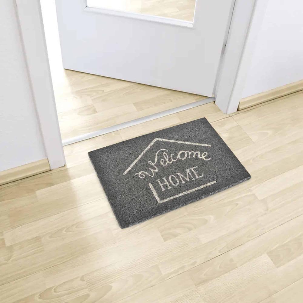evideco Sheltered Printed Front Door Mat Welcome Home Coir Coco Fibers Rug 24×16 Gray Home Accessories Door Mats Sheltered Door