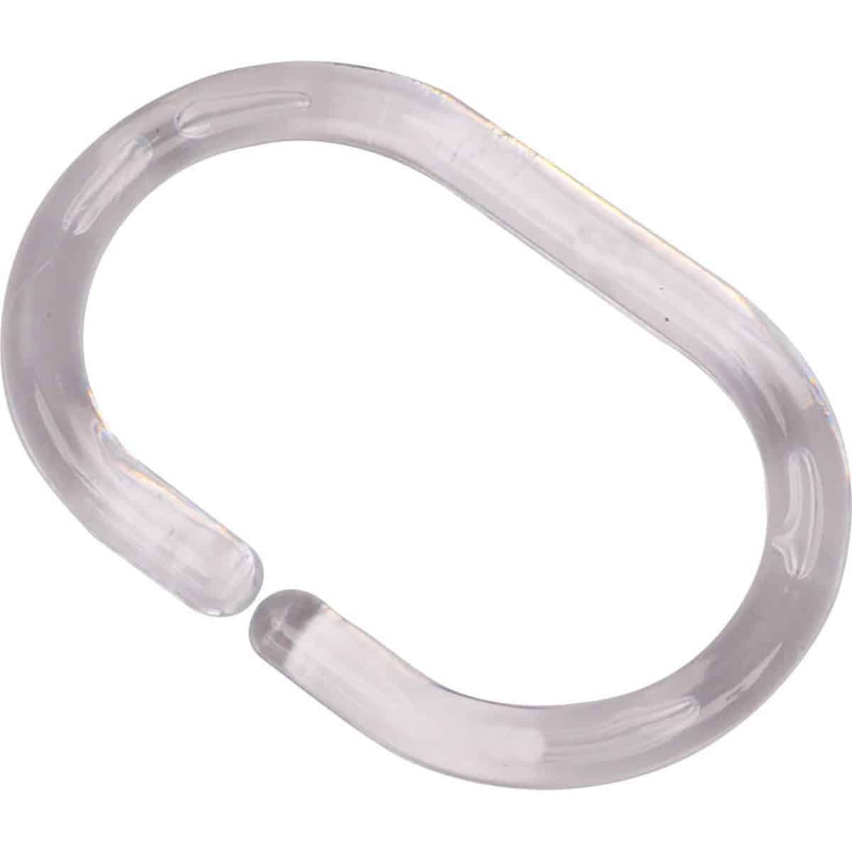 evideco Shower Curtain Rings Plastic Hooks Solid And Clear Color Set of 12 Clear Shower Accessories Shower Curtain Hook
