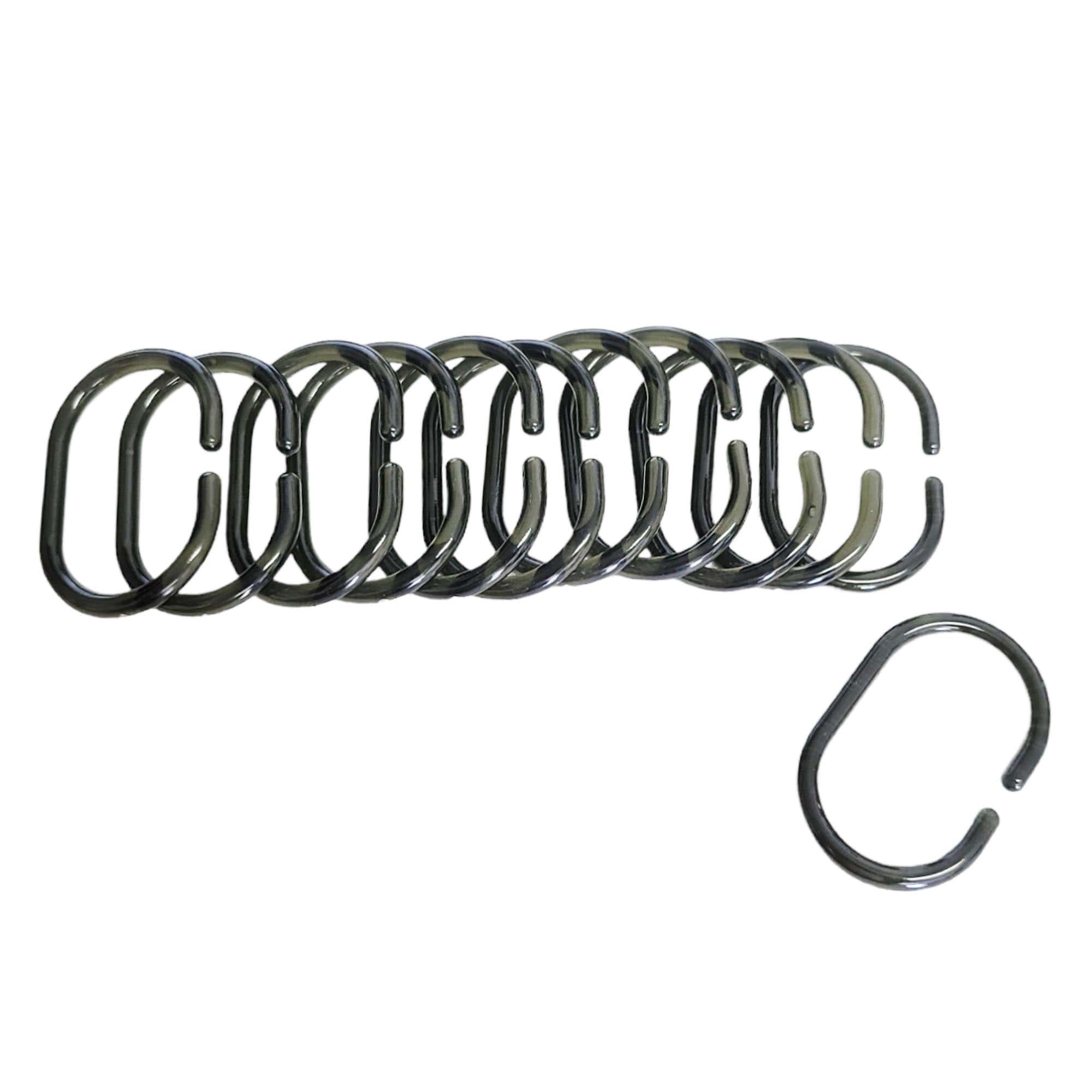 Evideco Shower Curtain Rings Plastic Hooks Solid And Clear Color Set Of 12 Clear Gray Shower Accessories Shower Curtain Hook