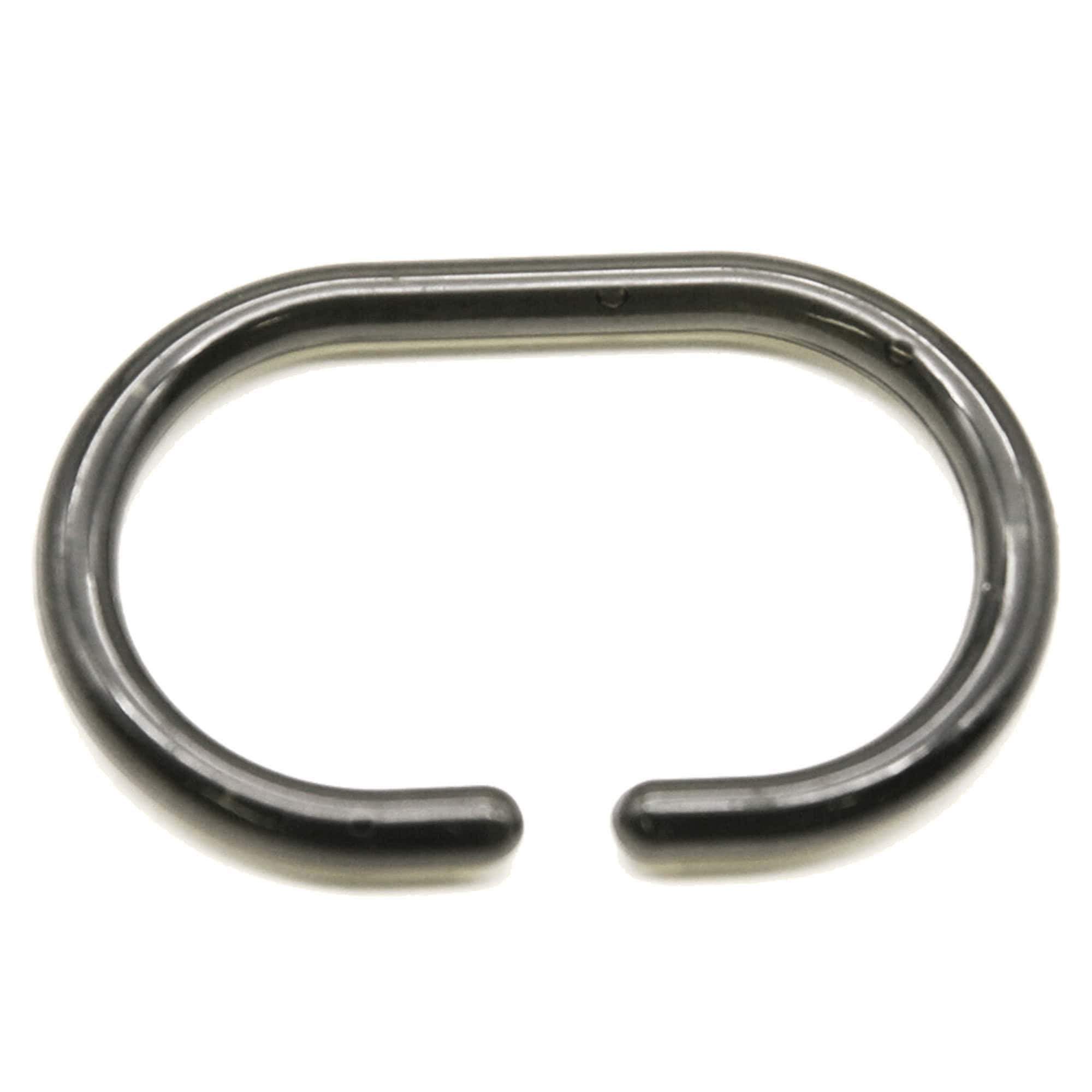 evideco Shower Curtain Rings Plastic Hooks Solid And Clear Color Set of 12 Clear Gray Shower Accessories Shower Curtain Hook