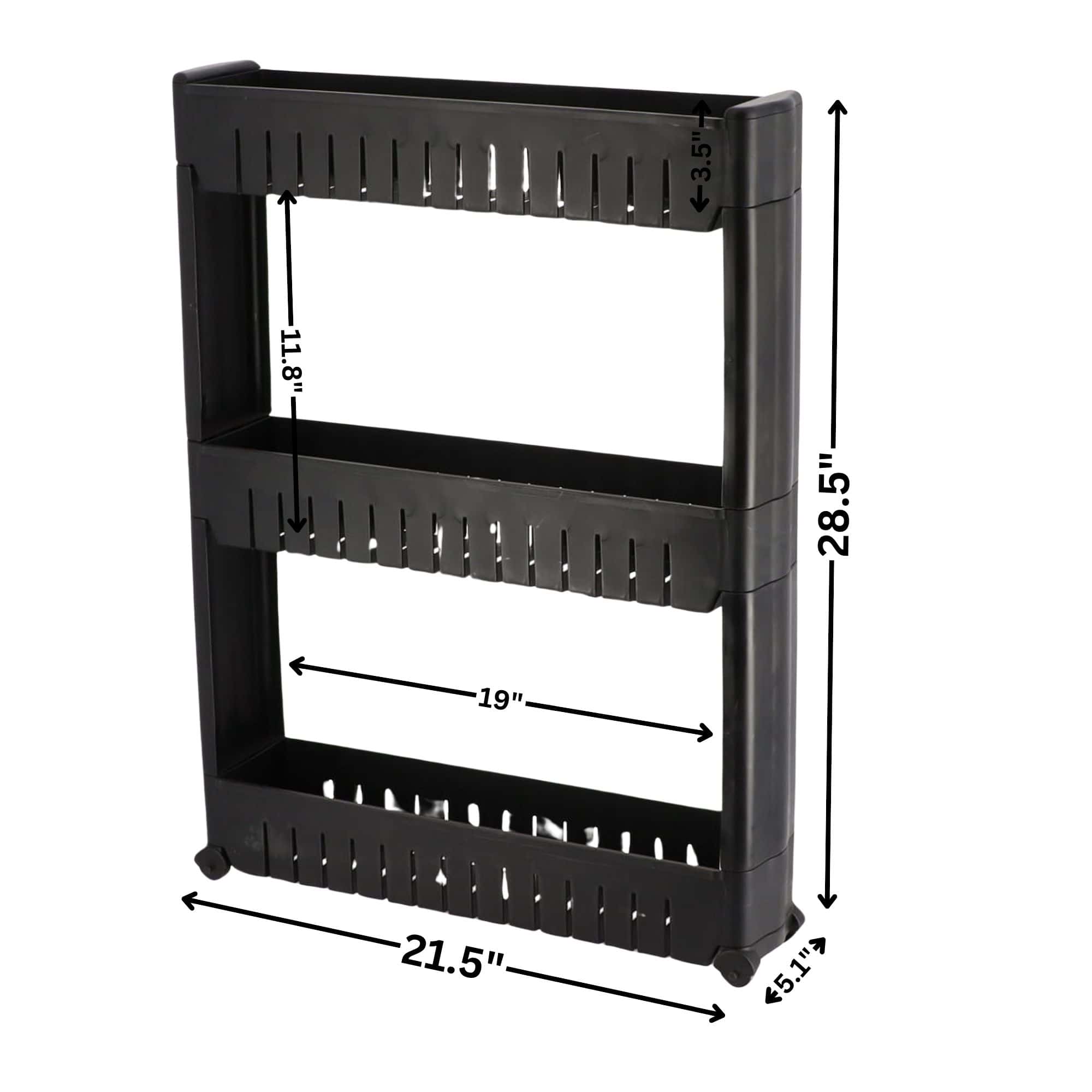 Evideco Sleek 3-Tier Multi-Functional Rolling Cart – Space-Saving Organizer – Ideal For Bathroom Kitchen & Laundry Storage Bathroom Storage & Furniture Towel Racks & Shelving Rolling Storage Carts