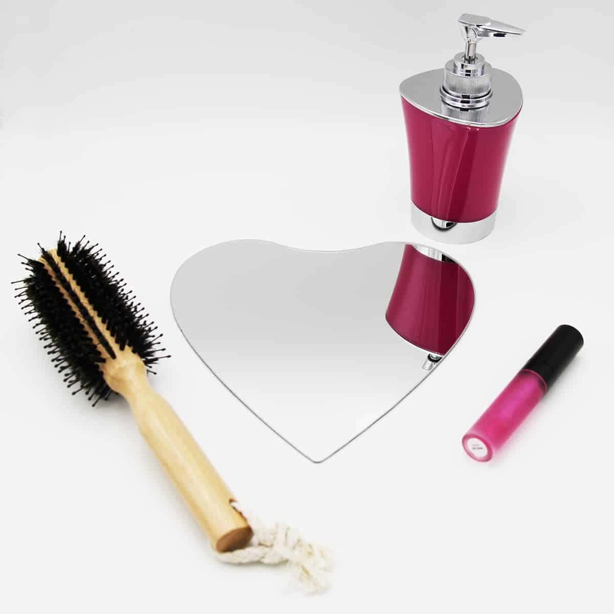 Evideco Small Decorative Wall Self Adhesive Heart Shaped Mirrors – Set Of 4 Bathroom Accessories Adhesive Wall Mirrors