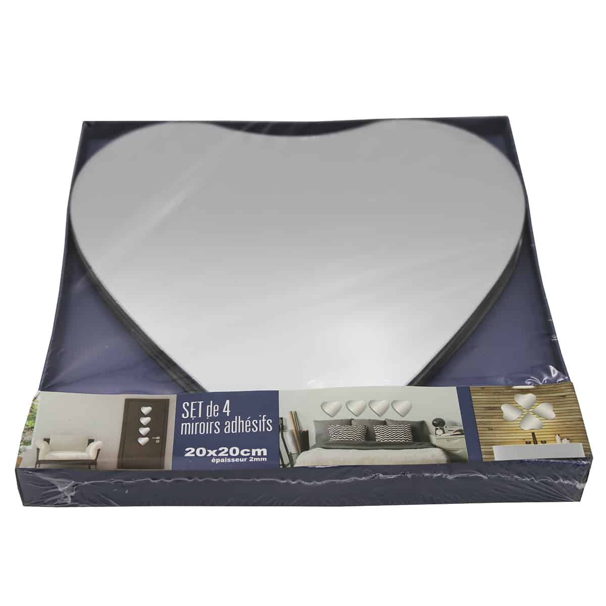 Evideco Small Decorative Wall Self Adhesive Heart Shaped Mirrors – Set Of 4 Bathroom Accessories Adhesive Wall Mirrors