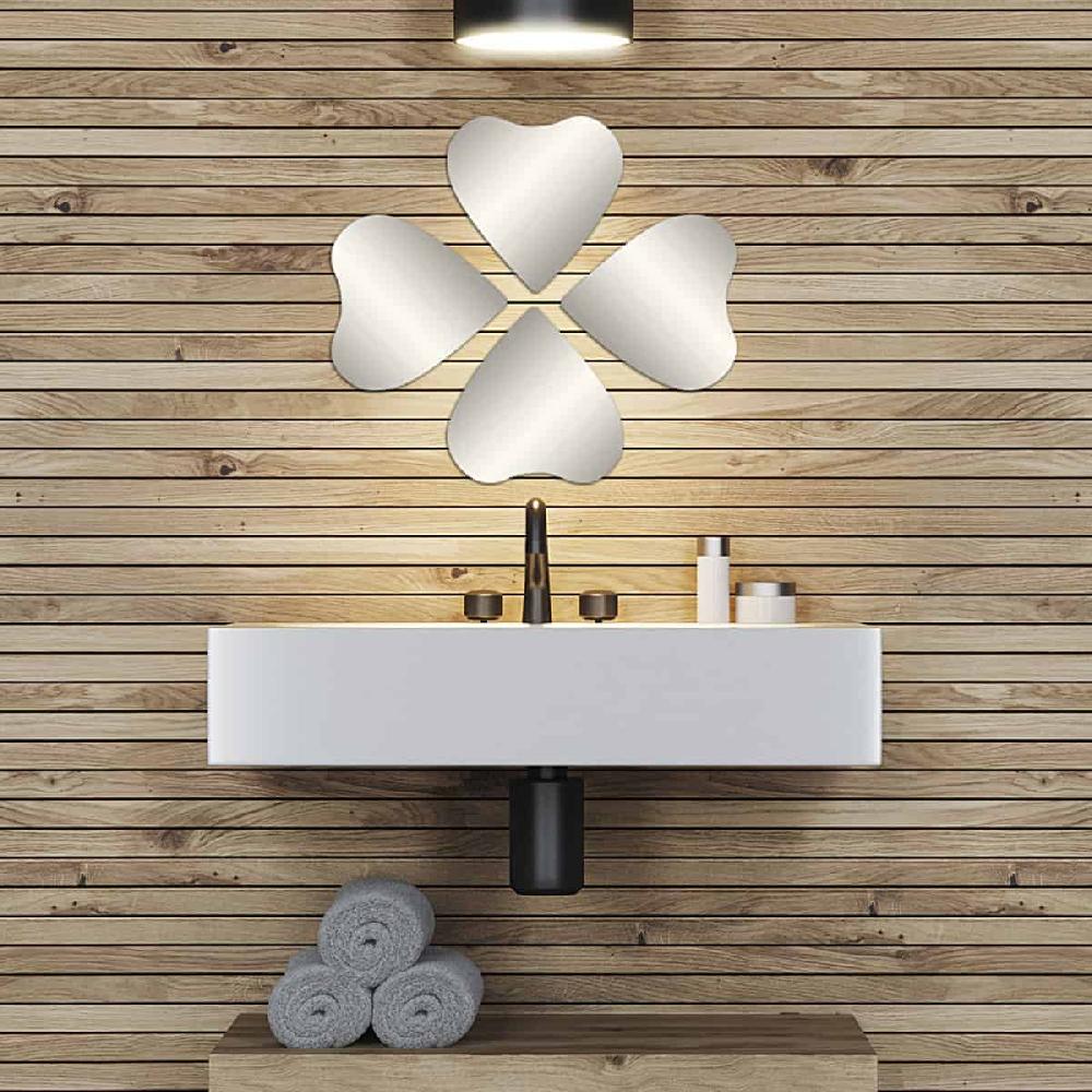 evideco Small Decorative Wall Self Adhesive Heart Shaped Mirrors – Set of 4 Bathroom Accessories Adhesive Wall Mirrors