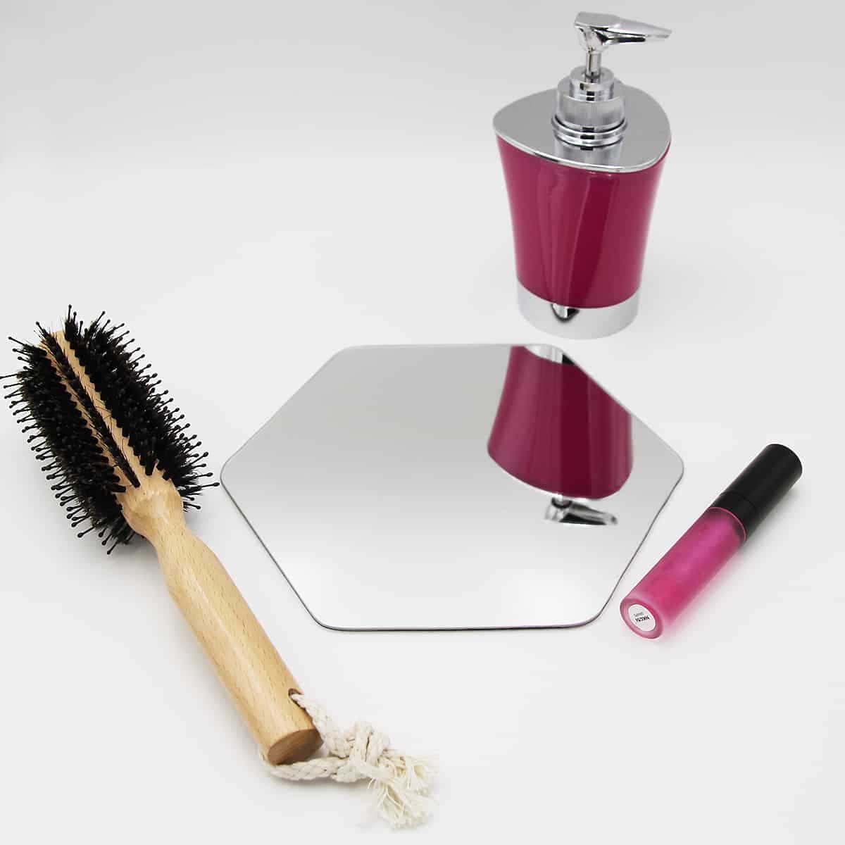 Evideco Small Decorative Wall Self Adhesive Hexagonal Shaped Mirrors – Set Of 4 Bathroom Accessories Adhesive Wall Mirrors