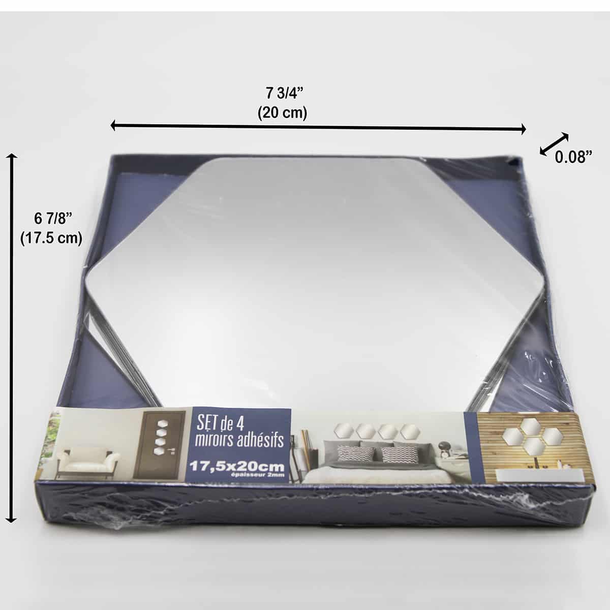 Evideco Small Decorative Wall Self Adhesive Hexagonal Shaped Mirrors – Set Of 4 Bathroom Accessories Adhesive Wall Mirrors