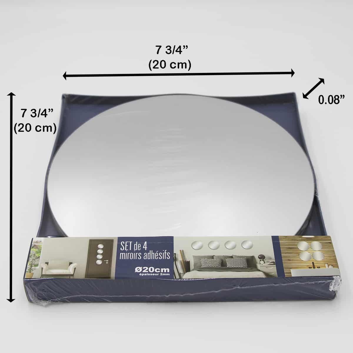 Evideco Small Decorative Wall Self Adhesive Round Shaped Mirrors – Set Of 4 Bathroom Accessories Adhesive Wall Mirrors