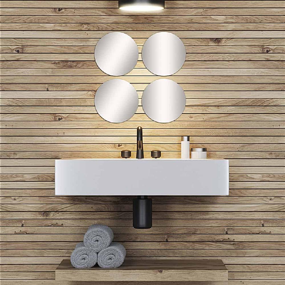 Evideco Small Decorative Wall Self Adhesive Round Shaped Mirrors – Set Of 4 Bathroom Accessories Adhesive Wall Mirrors