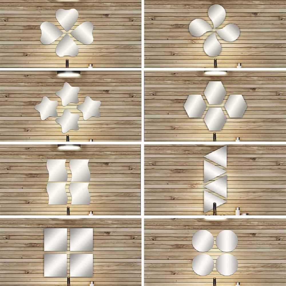 Evideco Small Decorative Wall Self Adhesive Square Shaped Mirrors – Set Of 4 Bathroom Accessories Adhesive Wall Mirrors