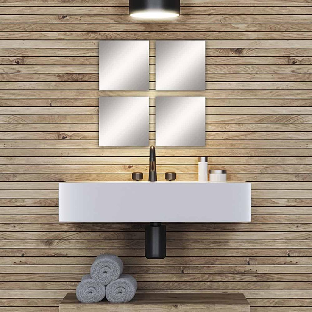 Evideco Small Decorative Wall Self Adhesive Square Shaped Mirrors – Set Of 4 Bathroom Accessories Adhesive Wall Mirrors