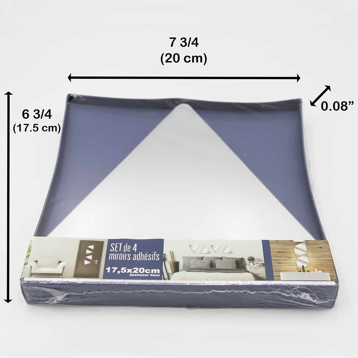 Evideco Small Decorative Wall Self Adhesive Triangle Shaped Mirrors – Set Of 4 Bathroom Accessories Adhesive Wall Mirrors