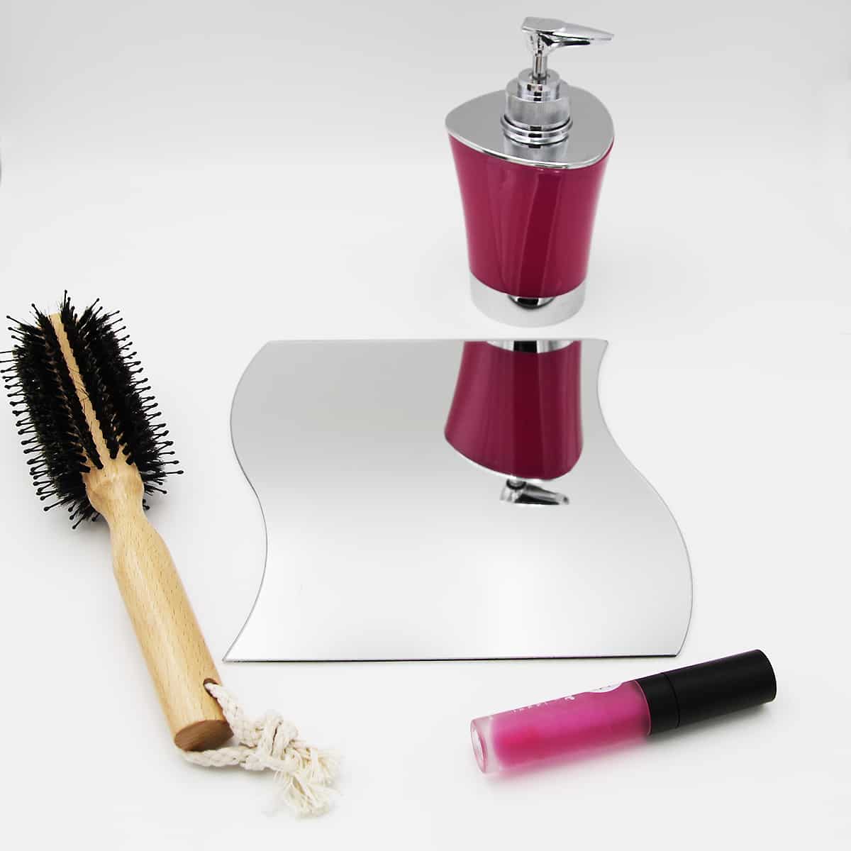 Evideco Small Decorative Wall Self Adhesive Wave Shaped Mirrors – Set Of 4 Bathroom Accessories Adhesive Wall Mirrors