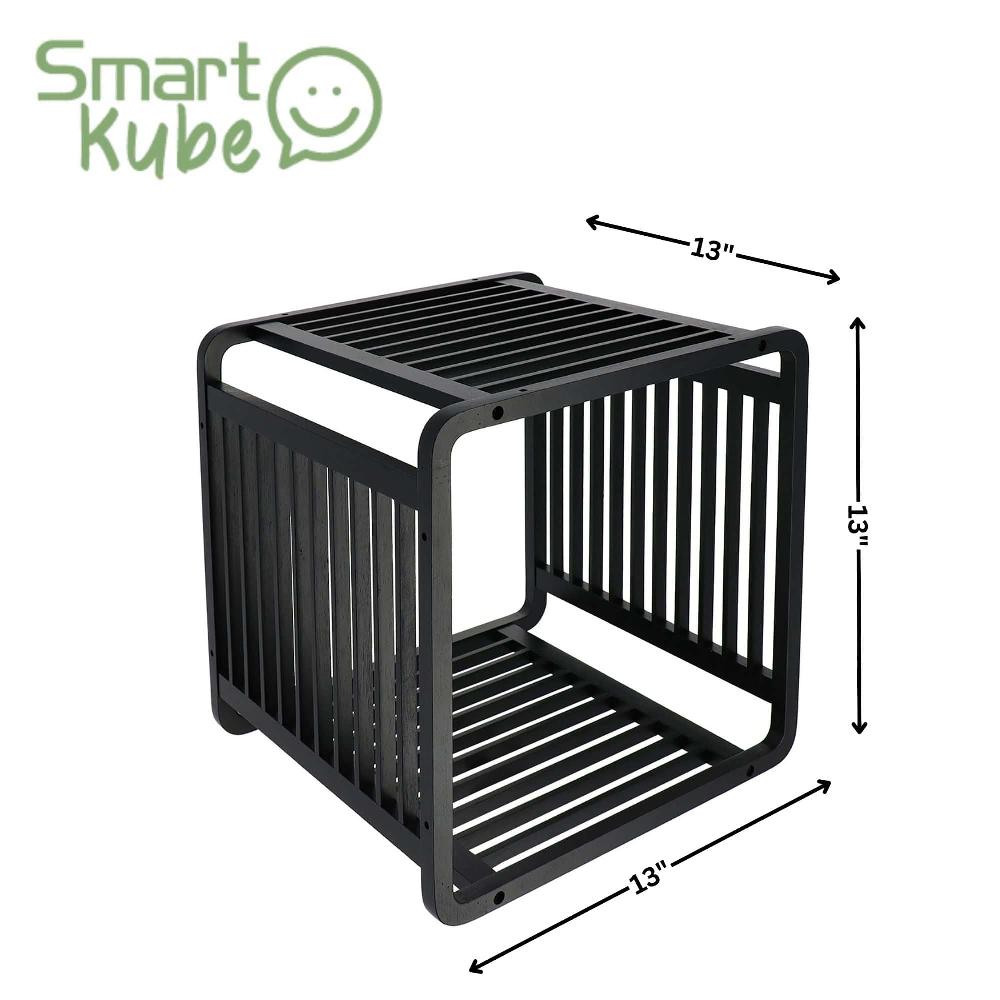 Evideco Smart Kube Black Bamboo Cube Storage 13″ Stackable Shelf Organizer Bathroom Storage & Furniture Towel Racks & Shelving