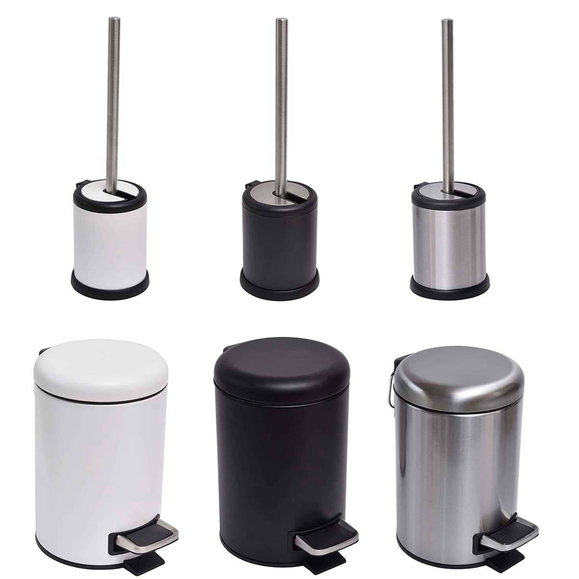 Evideco Soft Close Lid Round Metal Bath Floor Step Trash Can Waste Bin 3-liters-0.8-gal White Toilet Seats & Accessories Toilet Wastebaskets Design & Solid