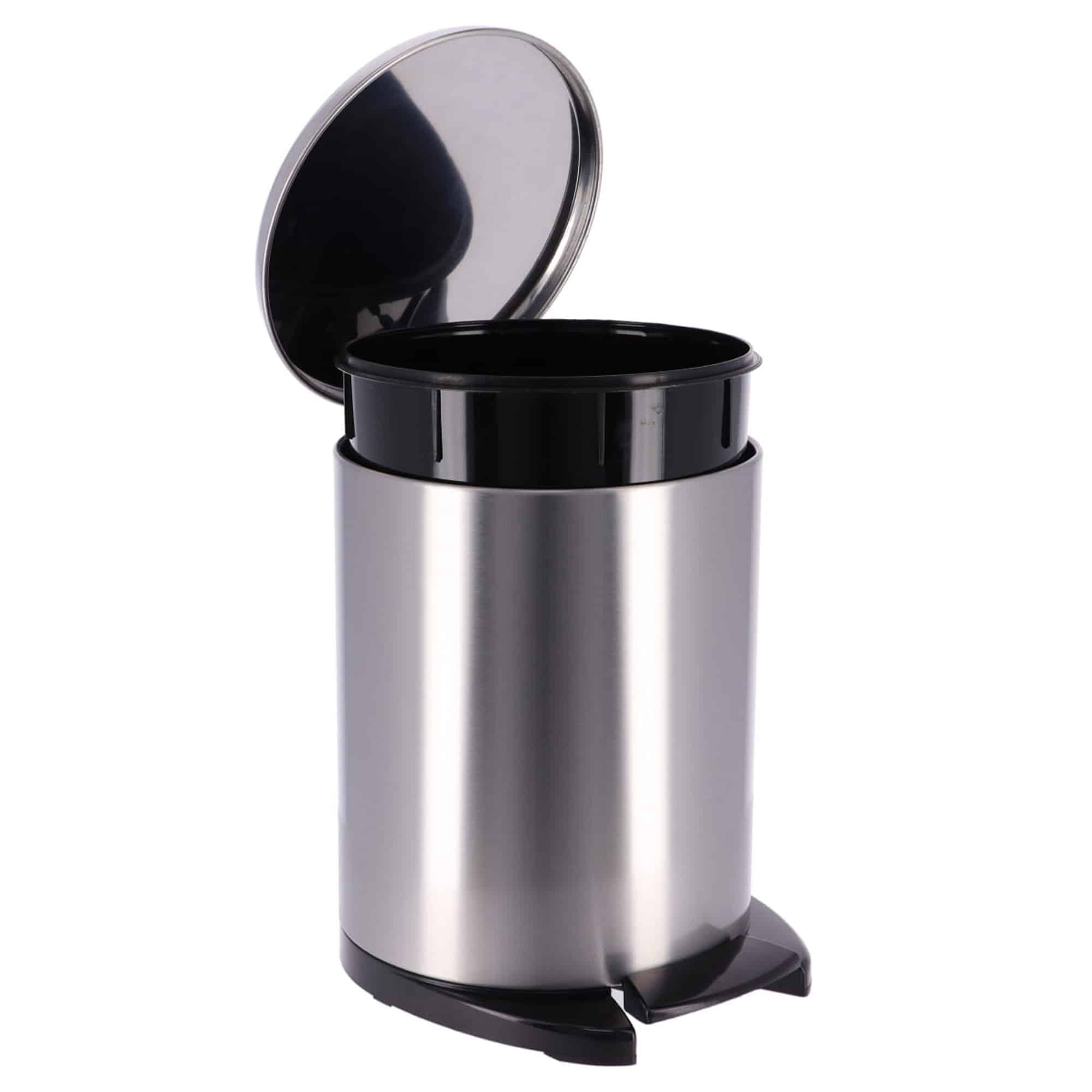 evideco Soft Close Lid Stainless Steel Round Metal Step Trash Can Waste Bin 6-liters-1.6-gal. Toilet Seats & Accessories Toilet Wastebaskets Design & Solid