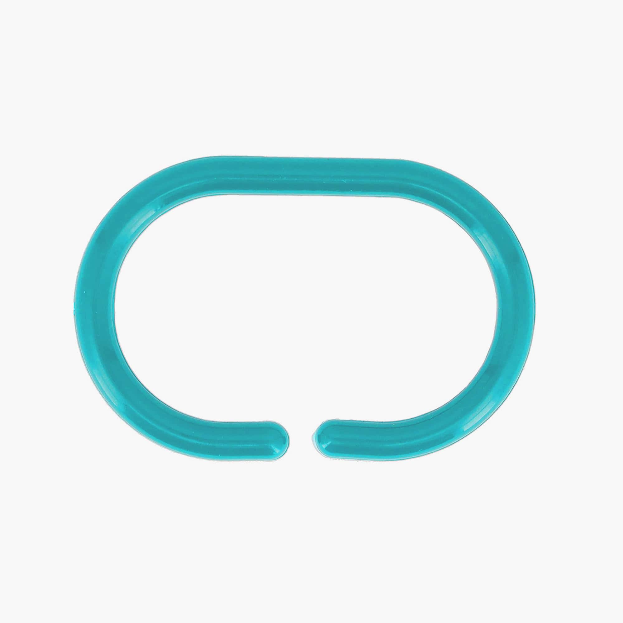 evideco Solid Turquoise Blue Plastic Shower Curtain Rings – Set of 12 Shower Accessories Shower Curtain Hook