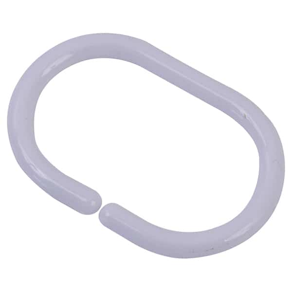 evideco Solid White Plastic Shower Curtain Rings – Set of 12 Shower Accessories Shower Curtain Hook