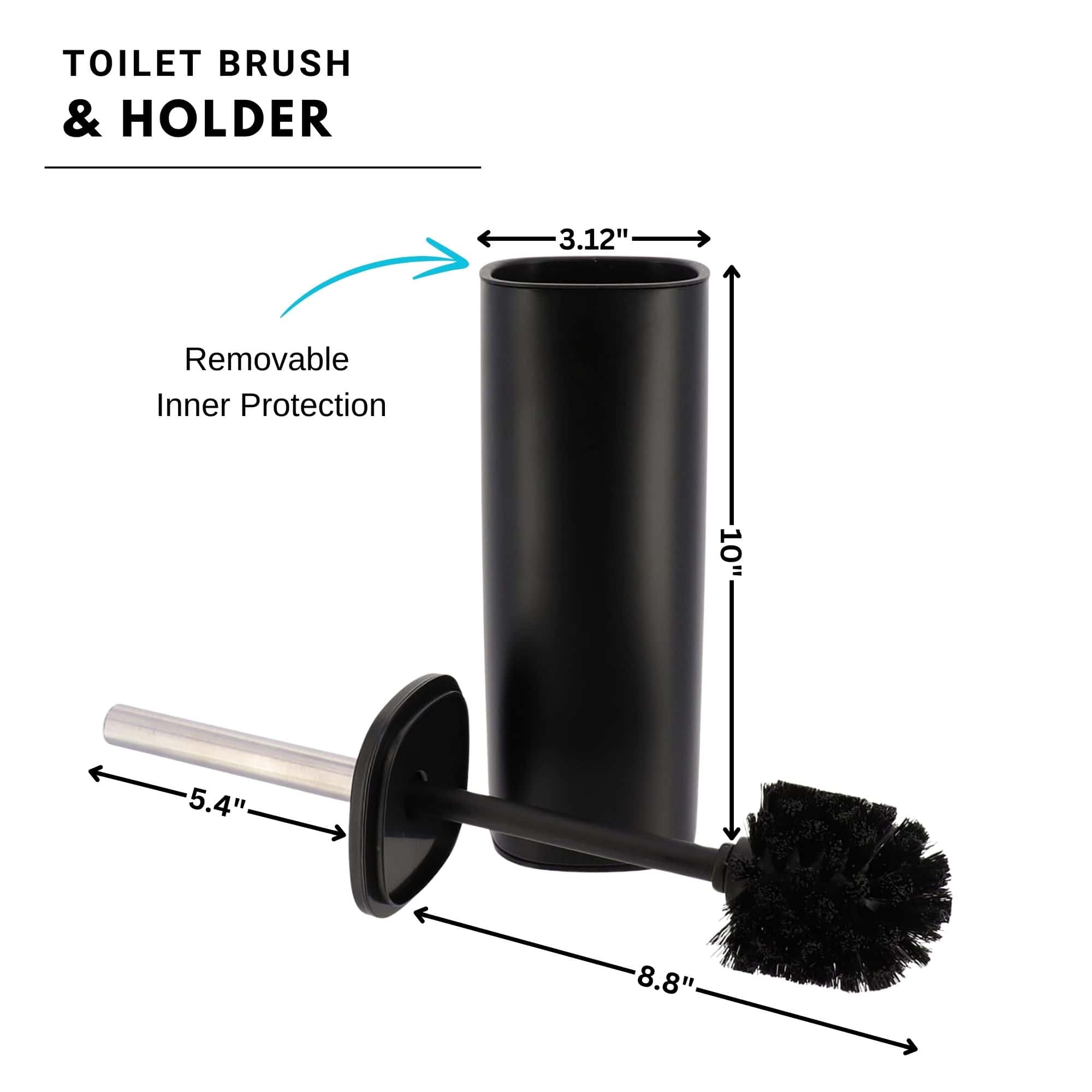 Evideco Square Black Metal Toilet Brush And Holder – Bathroom Cleaning Tool With Sturdy Handle Splash Guard Removable Inner Protection Toilet Seats & Accessories Toilet Brushes