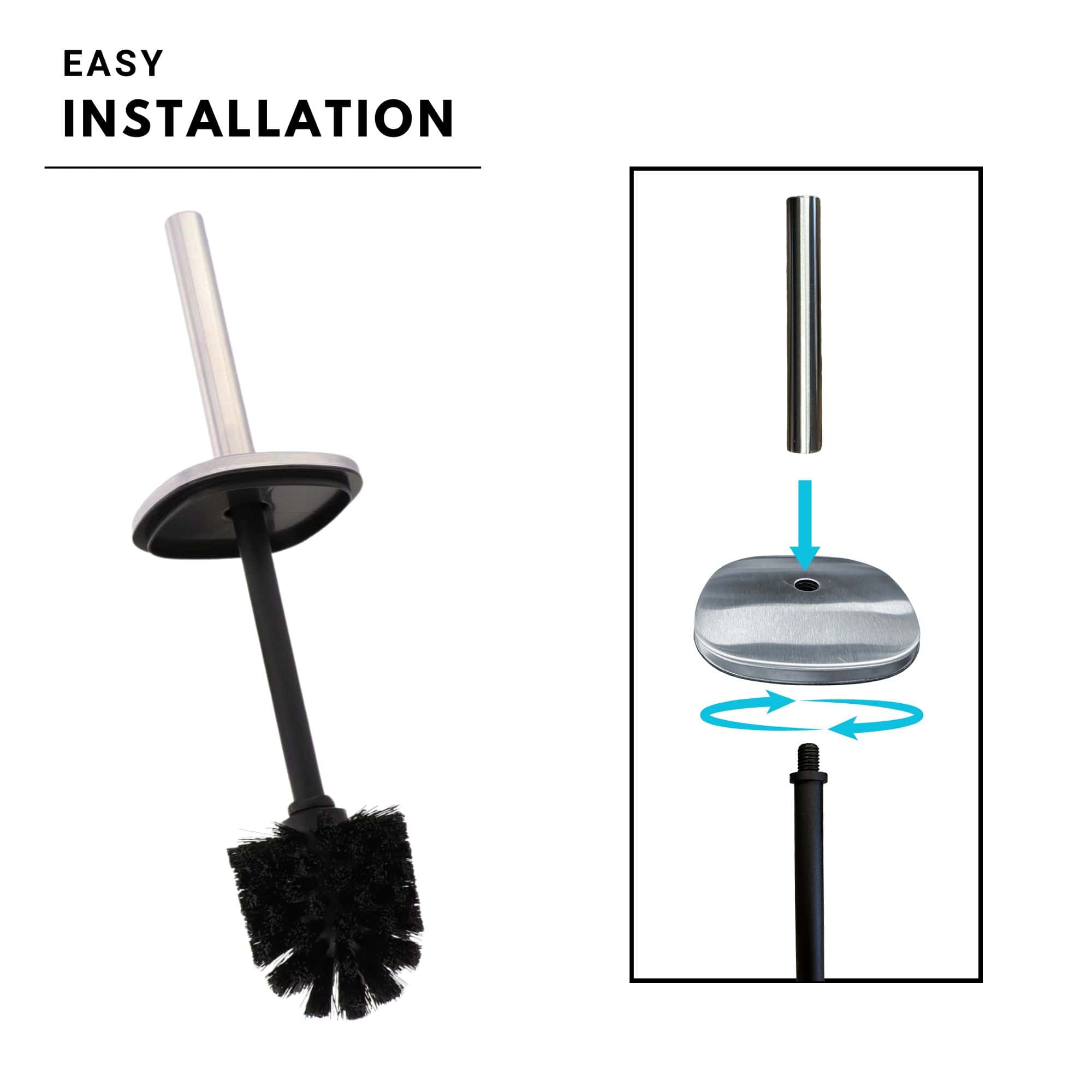 Evideco Square Chrome Metal Toilet Brush And Holder – Bathroom Cleaning Tool With Sturdy Handle Splash Guard Removable Inner Protection Toilet Seats & Accessories Toilet Brushes