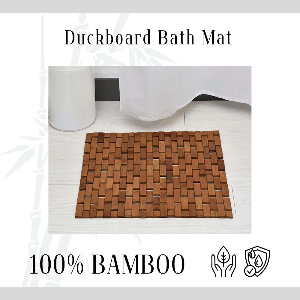 Evideco Square Natural Bamboo Bathroom Mat – Non Slip Bath Mat – Foldable Duckboard 18 X 18 Inches Brown Bathroom Mats & Rugs Bath Rugs