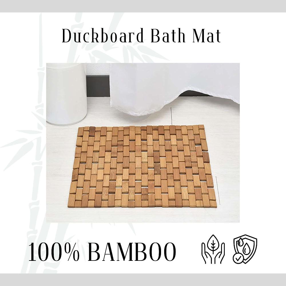 Evideco Square Natural Bamboo Bathroom Mat – Non Slip Bath Mat – Foldable Duckboard 18 X 18 Inches Light Brown Bathroom Mats & Rugs Bath Rugs
