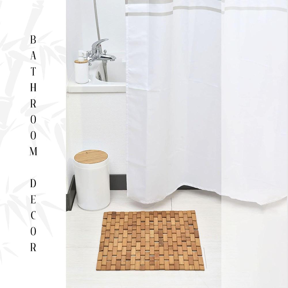 Evideco Square Natural Bamboo Bathroom Mat – Non Slip Bath Mat – Foldable Duckboard 18 X 18 Inches Light Brown Bathroom Mats & Rugs Bath Rugs