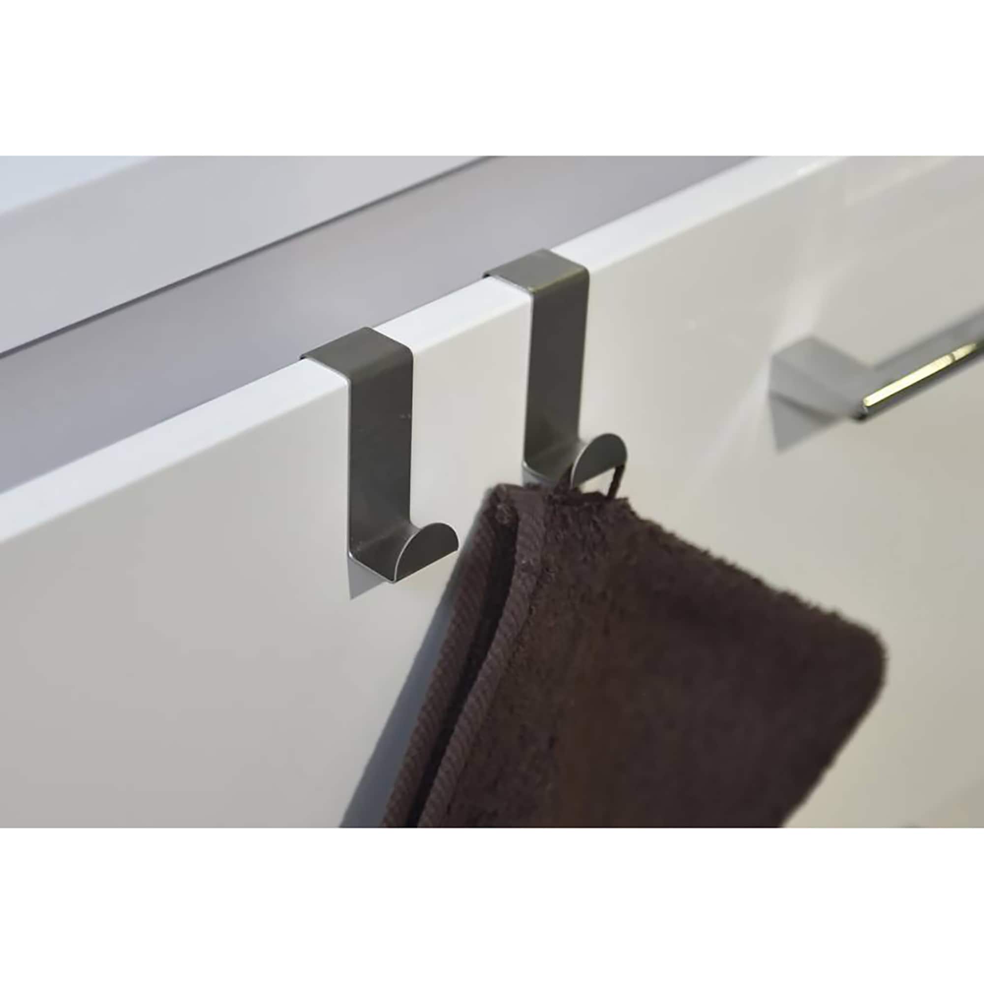 evideco Stainless Steel Over the Door Hooks Space Saver Organizer for Bathroom and Kitchen 2 Pack Silver Bathroom Storage & Furniture Hooks & Rails Hooks and Rails Over the door