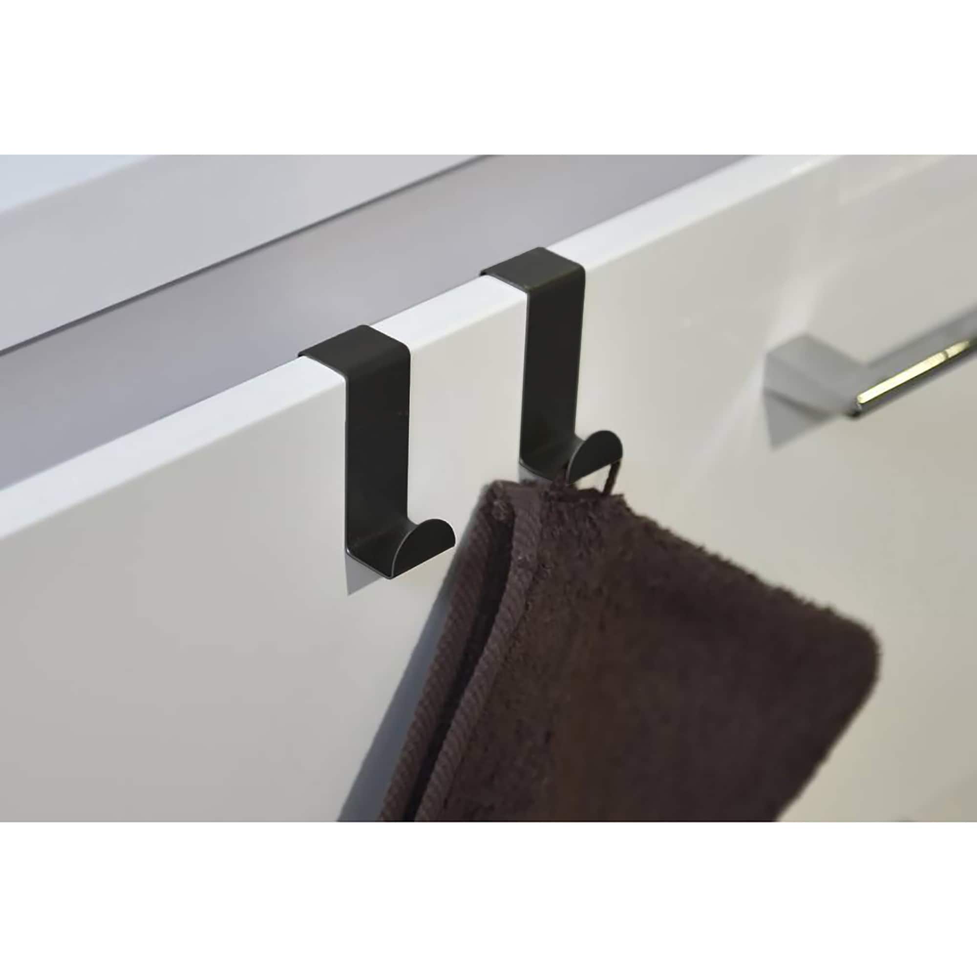 evideco Stainless Steel Over the Door Hooks Space Saver Organizer for Bathroom and Kitchen 2 Pack Black Bathroom Storage & Furniture Hooks & Rails Hooks and Rails Over the door