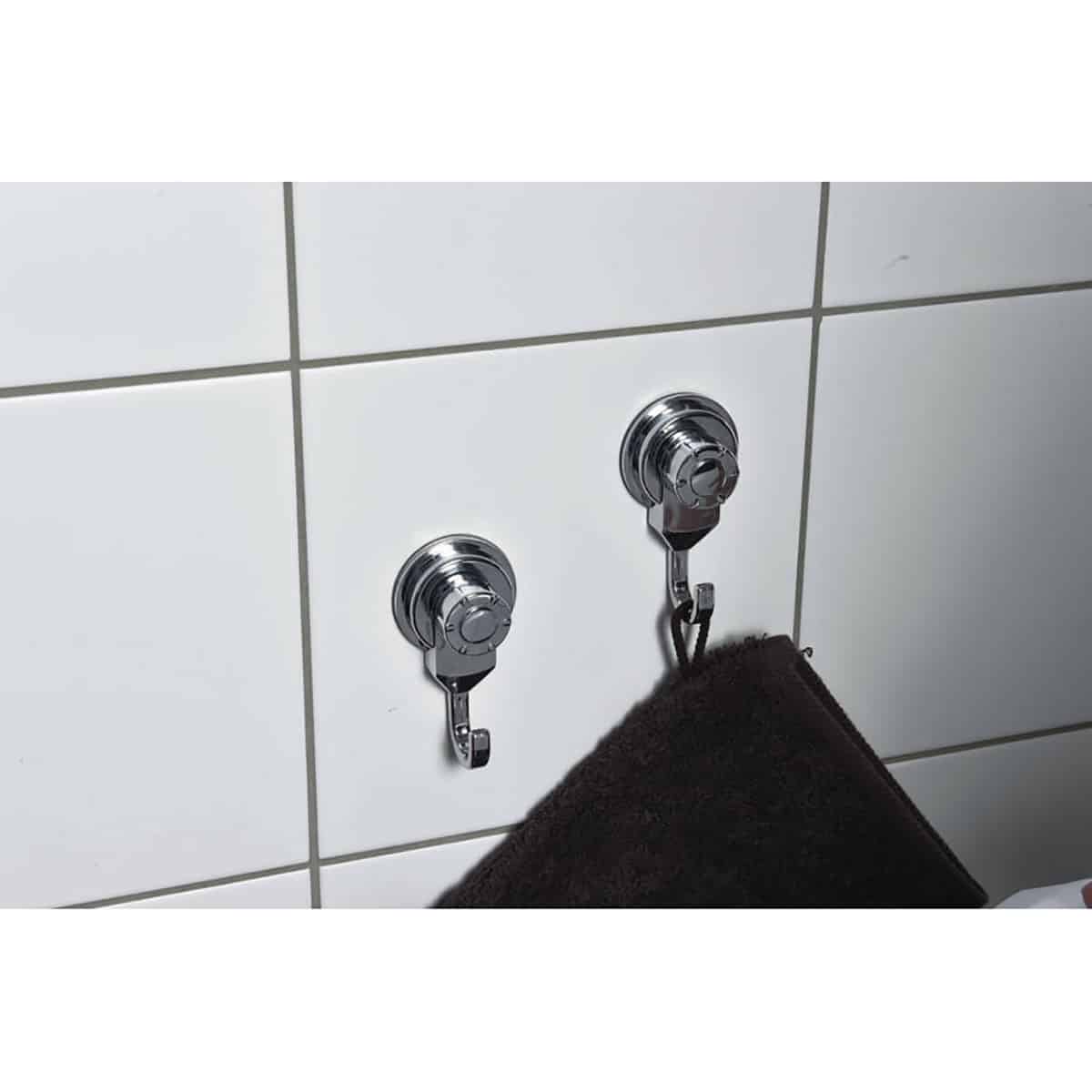 Evideco Strong Hold Vacuum Suction Cup Hooks Shower-Kitchen Walls Organizer Loofah Set Of 2 Chrome Bathroom Storage & Furniture Hooks & Rails Hooks And Rails Suction & Self-adhesive