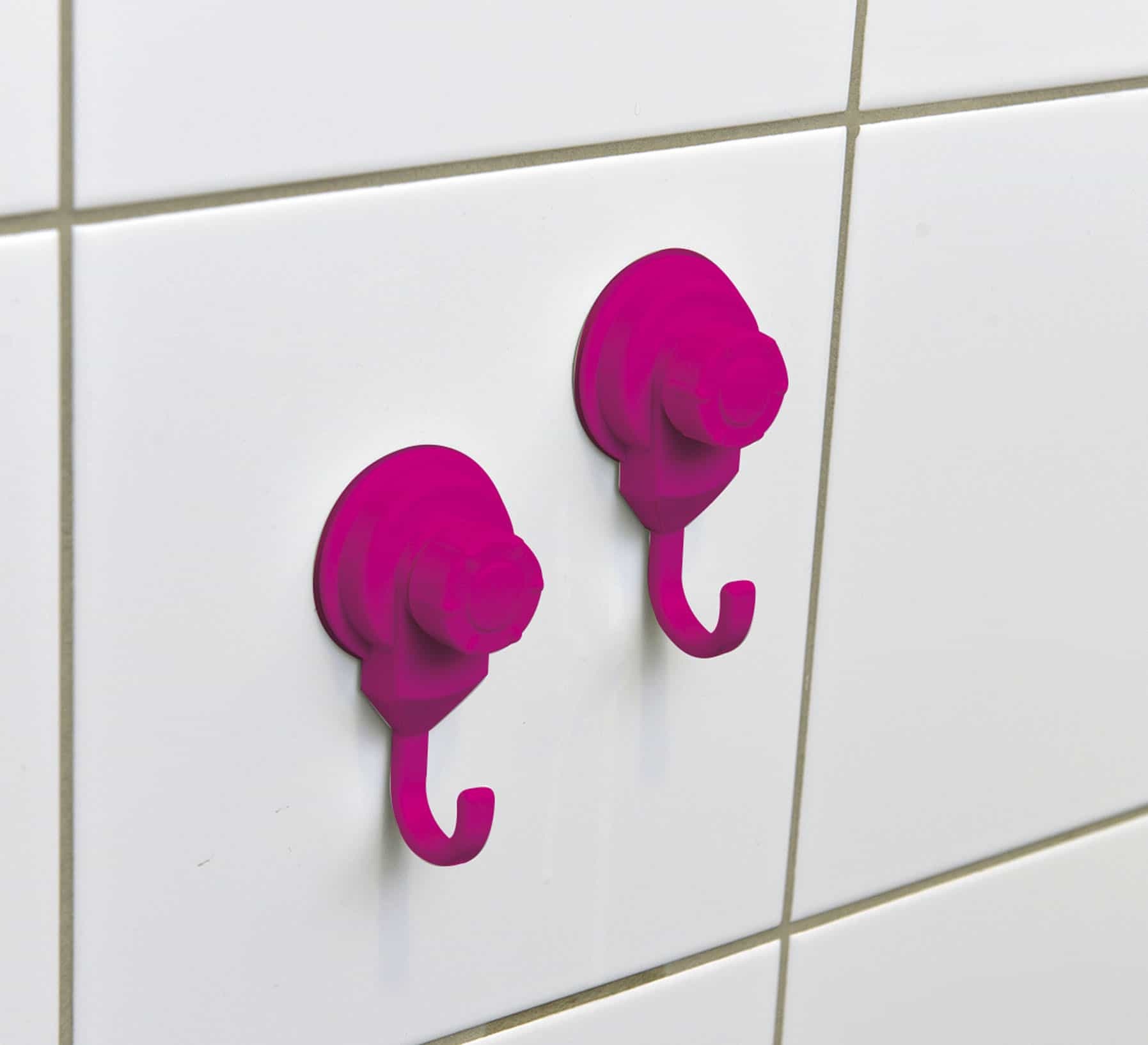 evideco Strong Hold Vacuum Suction Cup Hooks Shower-Kitchen Walls Organizer Loofah Set of 2 Pink Bathroom Storage & Furniture Hooks & Rails Hooks and Rails Suction & Self-adhesive