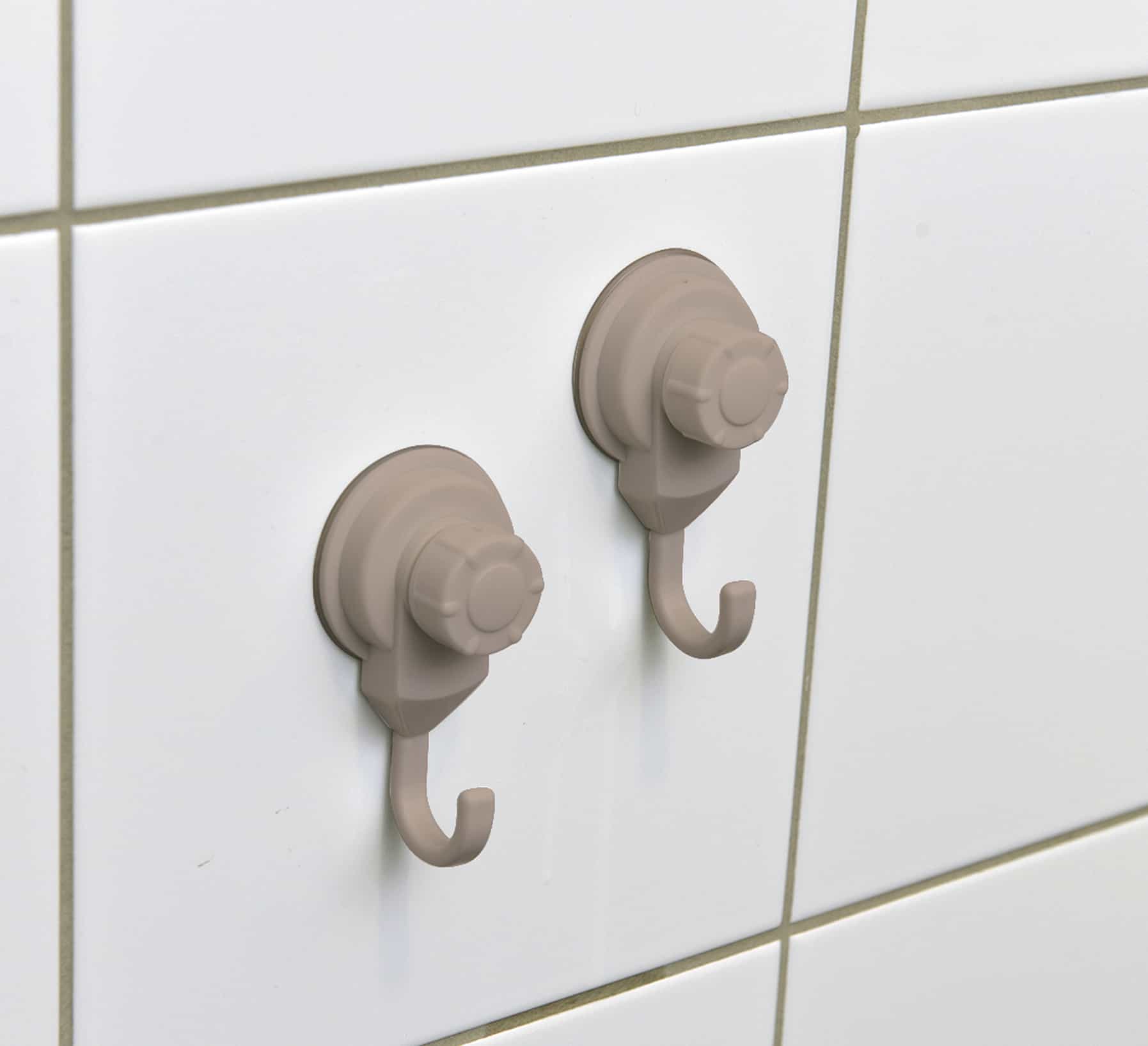 Evideco Strong Hold Vacuum Suction Cup Hooks Shower-Kitchen Walls Organizer Loofah Set Of 2 Tan Bathroom Storage & Furniture Hooks & Rails Hooks And Rails Suction & Self-adhesive