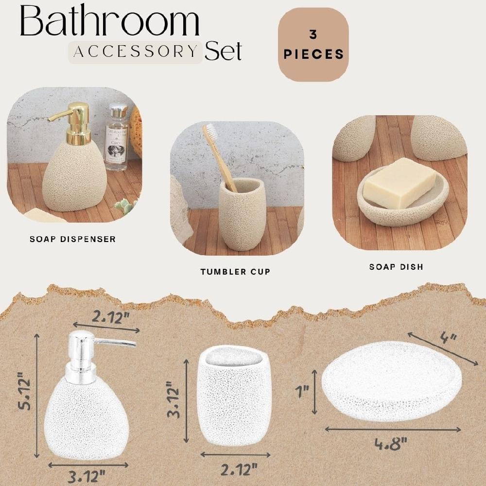 Evideco Stylish Sea Sponge Inspired Bathroom Accessory Set – Luxurious 3-Piece Organizer With Oceanic Charm Bathroom Accessories Bath Coordinate Sets
