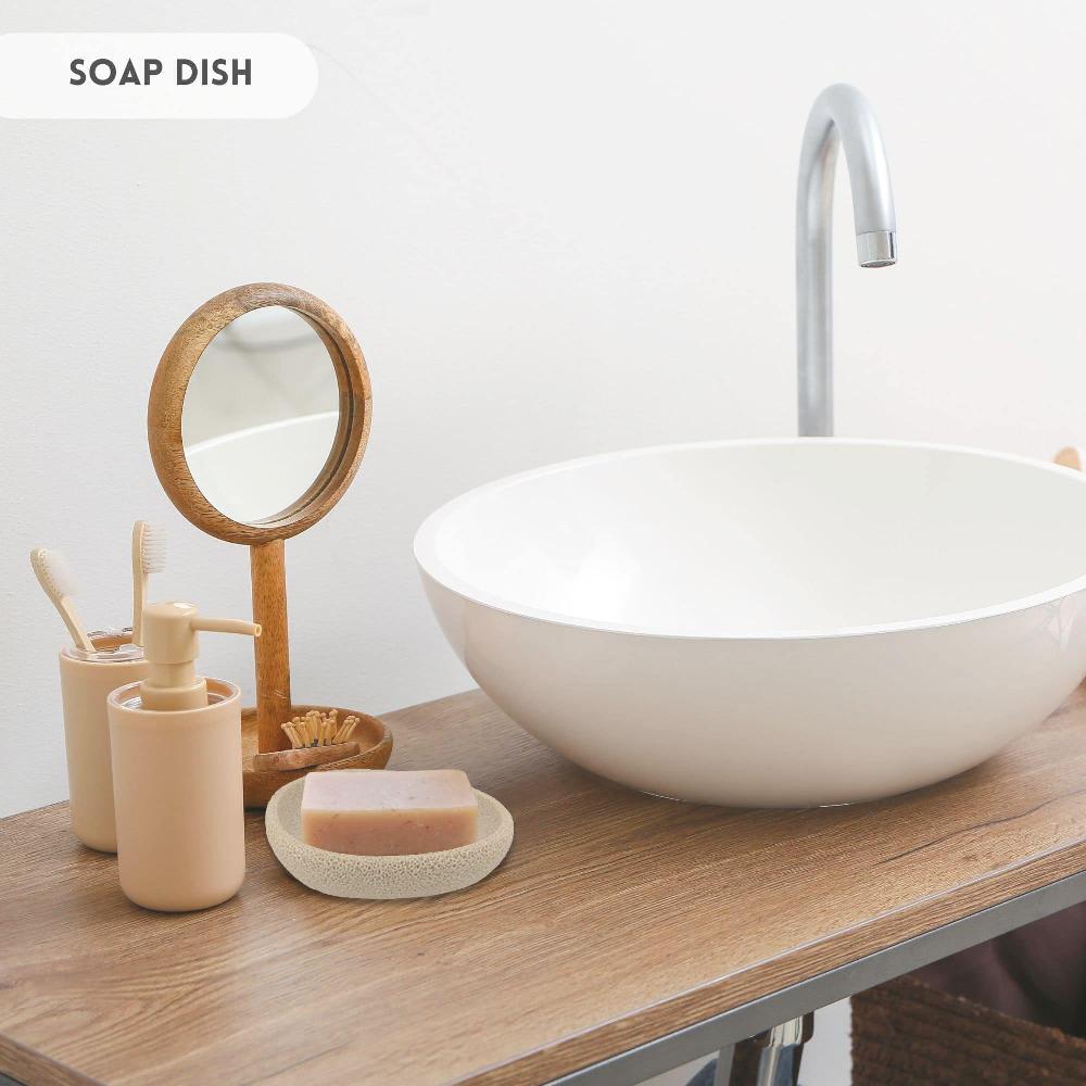 Evideco Stylish Sea Sponge Inspired Bathroom Accessory Set – Luxurious 3-Piece Organizer With Oceanic Charm Bathroom Accessories Bath Coordinate Sets