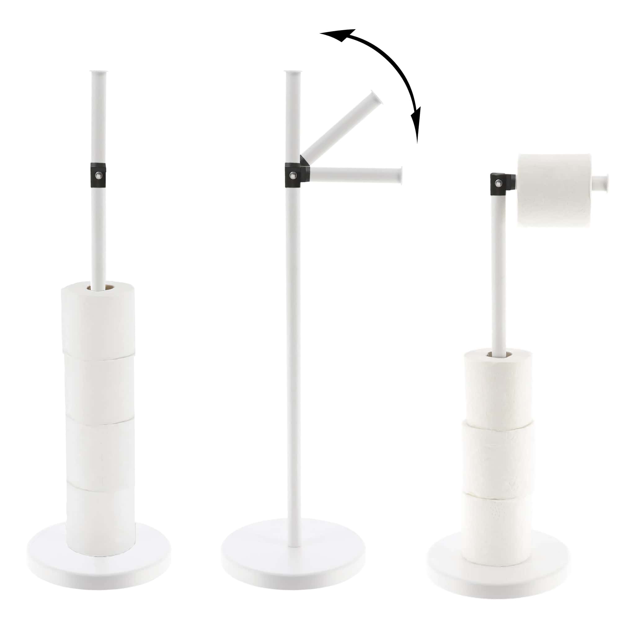 Evideco Stylish White Toilet Paper Holder With Folding Arm And Reserve – Compact Metal Bathroom Accessory Toilet Seats & Accessories Toilet Paper Holders & Dispensers