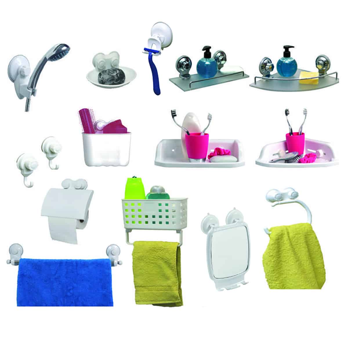 Evideco Suction Mounted Bath Men Razor Shaver Holder White Bathroom Storage & Furniture Hooks & Rails Hooks And Rails Suction & Self-adhesive