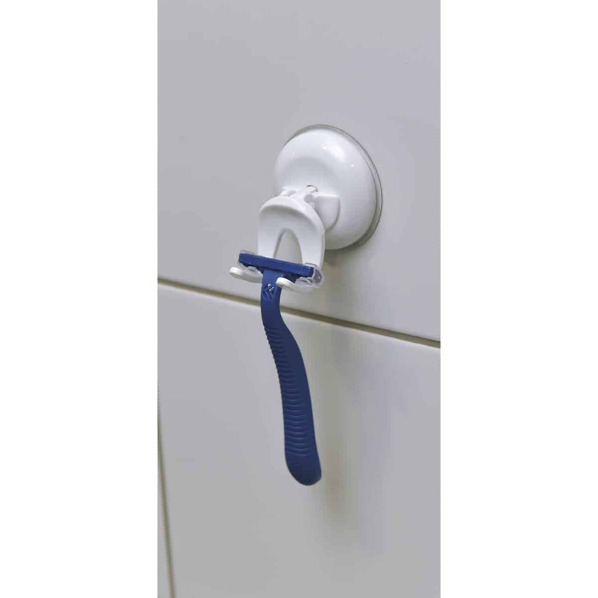 evideco Suction Mounted Bath Men Razor Shaver Holder White Bathroom Storage & Furniture Hooks & Rails Hooks and Rails Suction & Self-adhesive