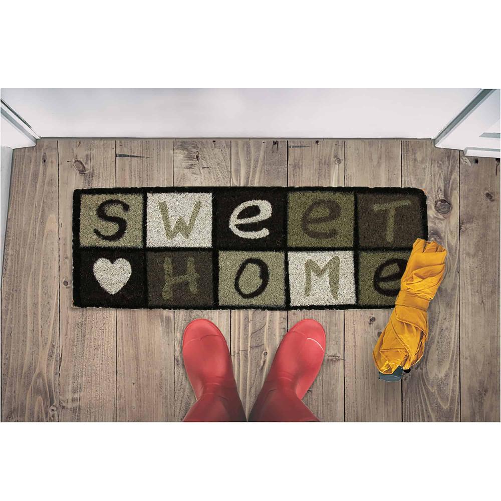 Evideco Sweet Home 30×10 Long Sheltered Front Door Mat Coco Black Home Accessories Door Mats Sheltered Door