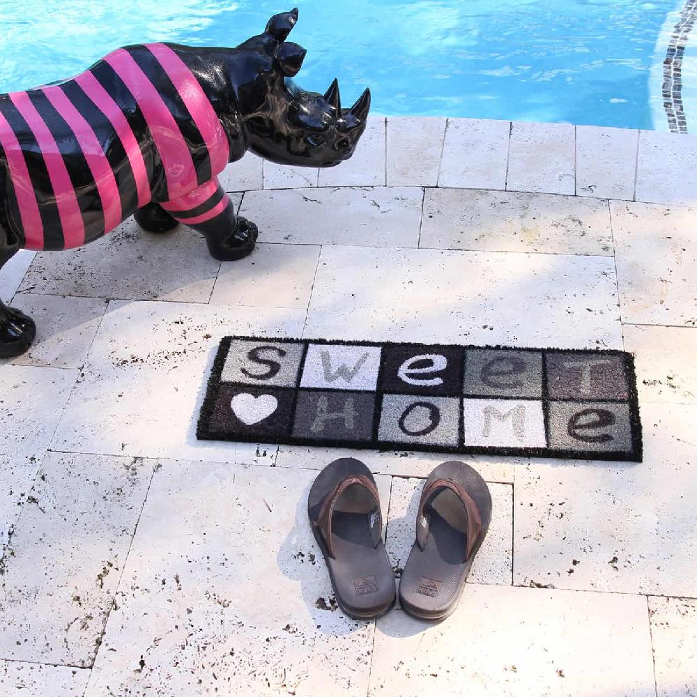 Evideco Sweet Home 30×10 Long Sheltered Front Door Mat Coco Black Home Accessories Door Mats Sheltered Door