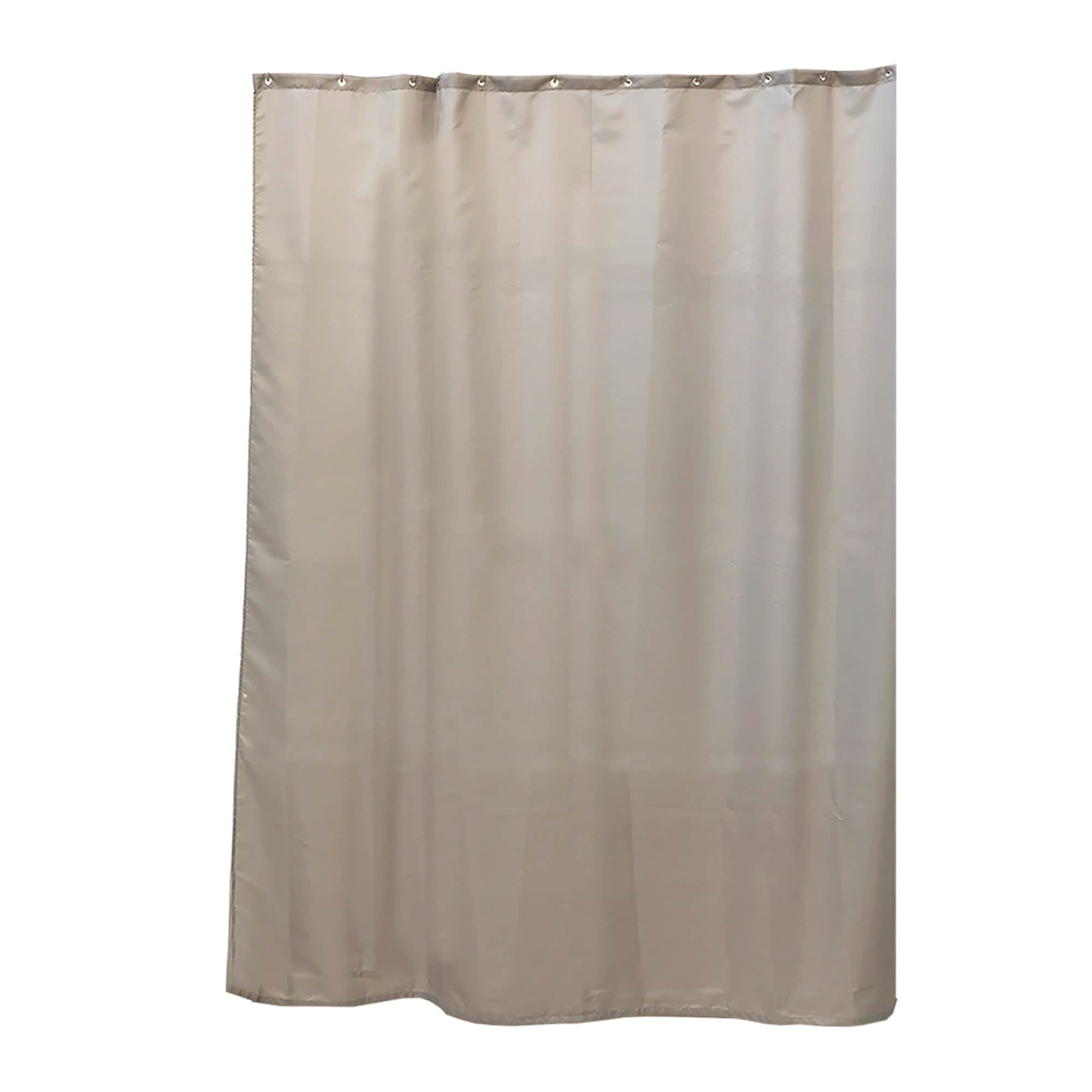 Evideco Taupe Extra Long Shower Curtain Polyester 12 Rings 79″L X 71″W Shower Accessories Shower Curtains