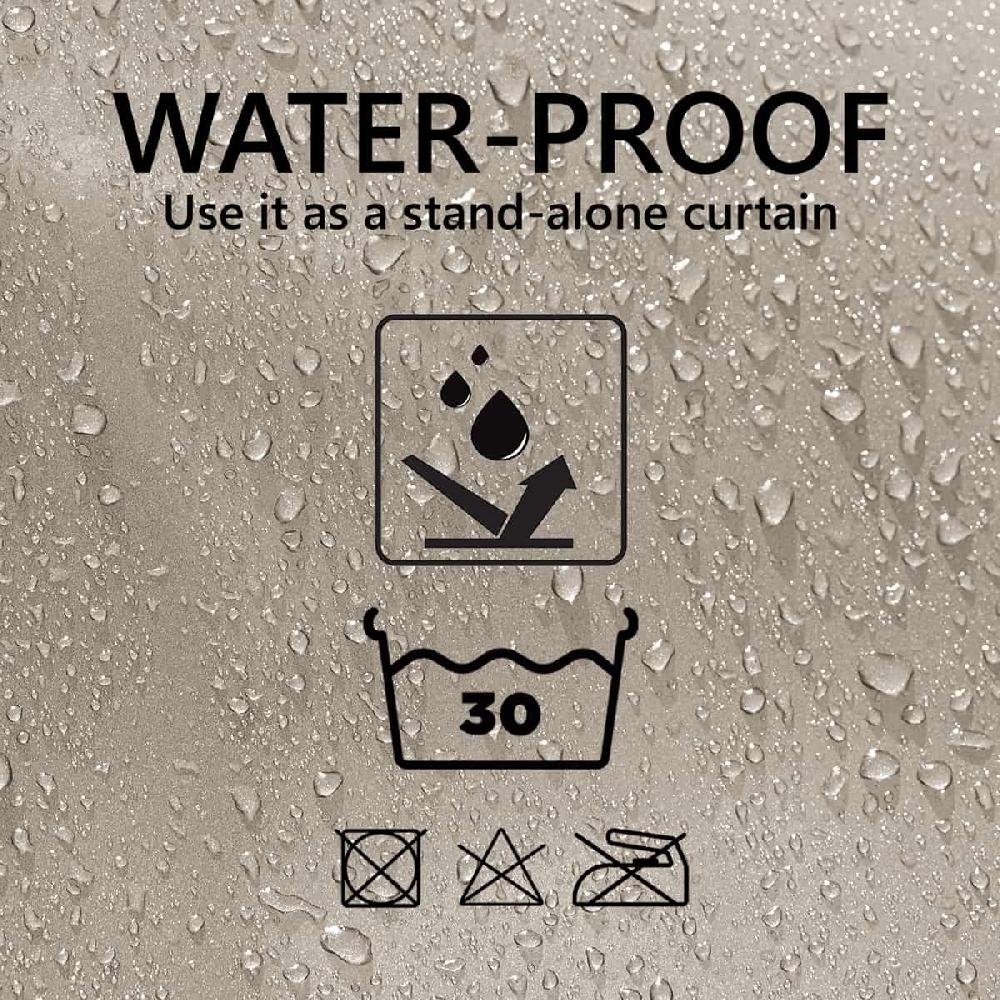 Evideco Taupe Extra Long Shower Curtain Polyester Hook Less Cubic 79″L X 71″W Shower Accessories Shower Curtains