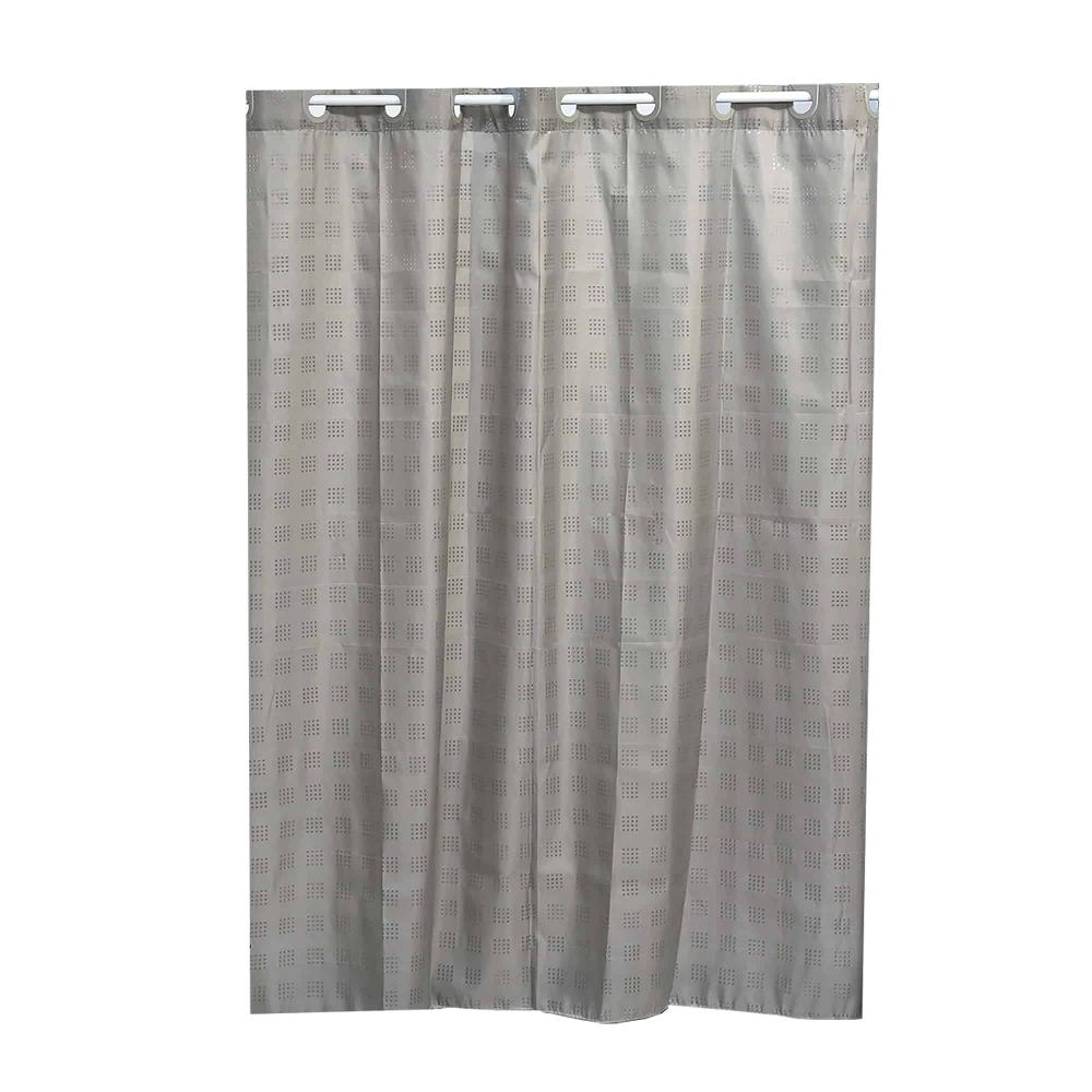 Evideco Taupe Extra Long Shower Curtain Polyester Hook Less Cubic 79″L X 71″W Shower Accessories Shower Curtains