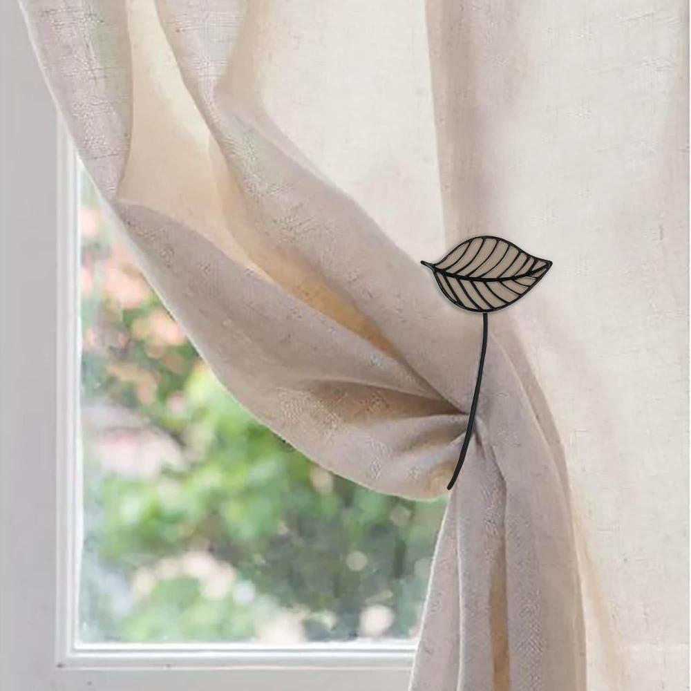 Evideco Taupe Magnetic Curtain Holdback – Chic Leaf Motif In Resin – Versatile Accessory For Drapes And Curtains Home Accessories Tie Backs & Magnets